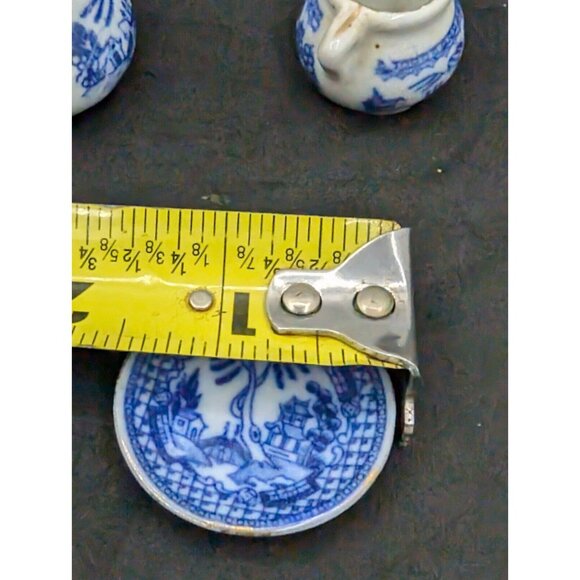 Vtg. Set 3 Miniature Blue Willow Tea Pot Plate & Sugar Blue White China READ - Picture 14 of 16